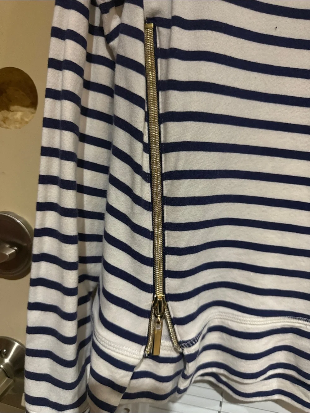 Stella & Dot Navy and White Striped Long-Sleeve Top